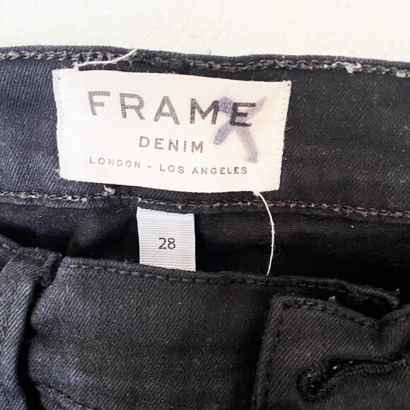 🦋 FRAME Distressed Black Jeans Size 28 - Picture 2 of 3